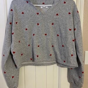 Colsie Gray Sweatshirt with Red Hearts